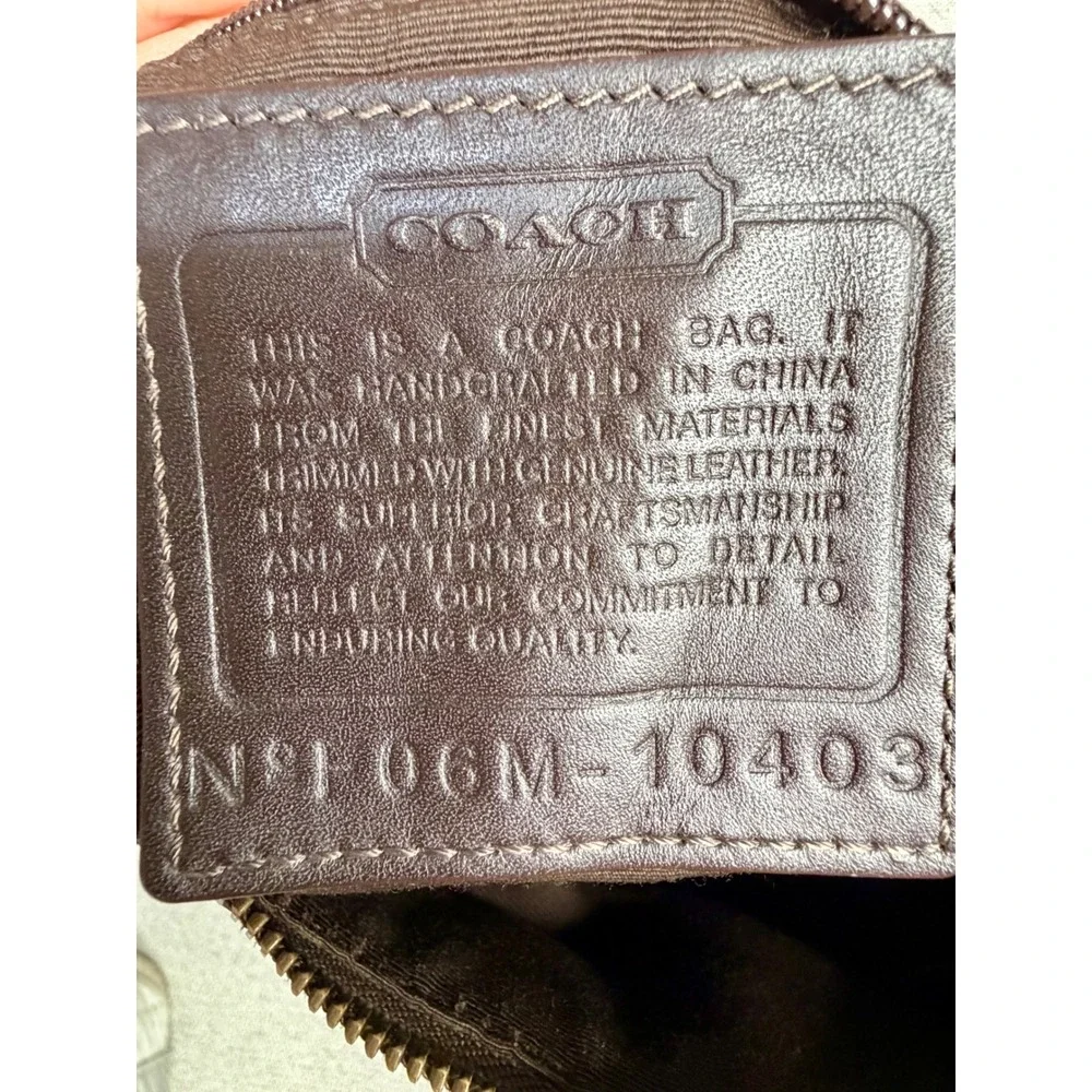 Y2K Coach Signature Jacquard Crossbody Bag Brown Leather Trim 10403 VTG‎ Khaki